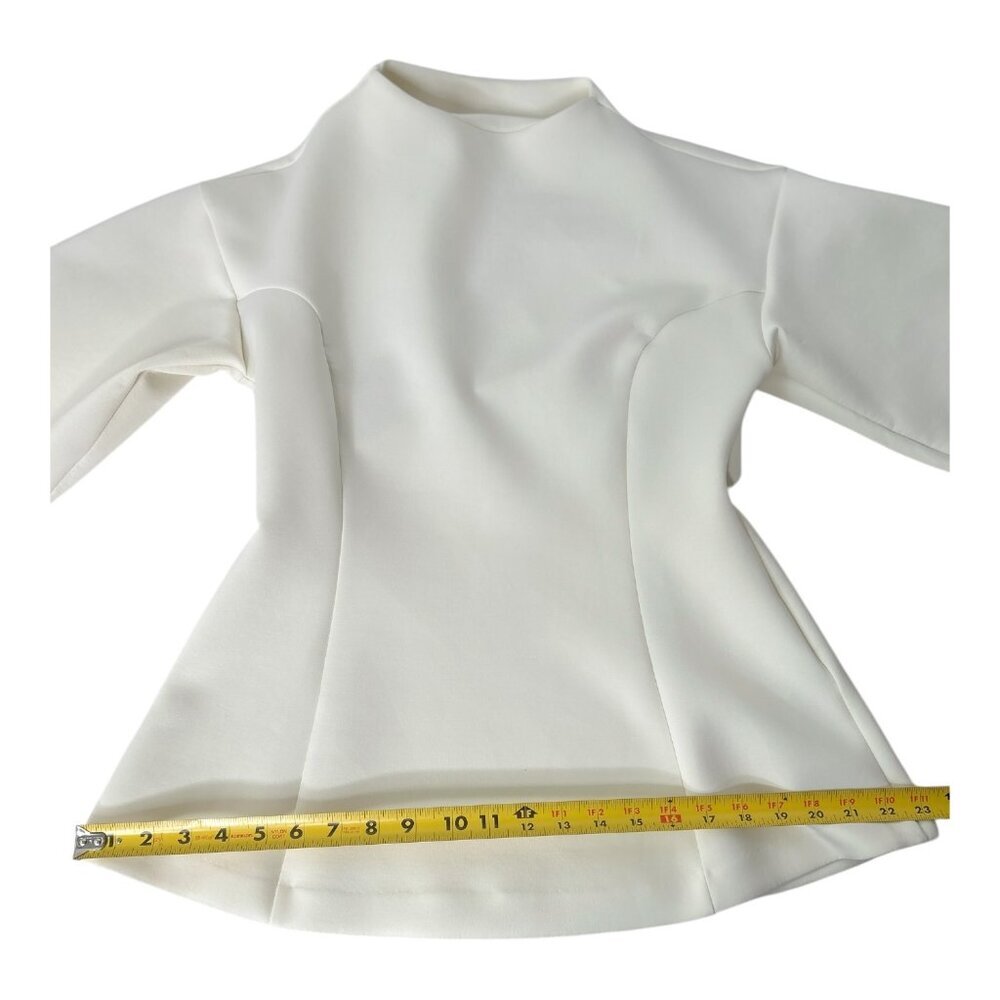 Anthropologie Maeve Neoprene Hourglass Pullover Womens Size Large Ivory Stretch - Picture 9 of 12